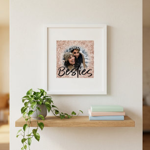 Best Friend Bestie Pink Glitter Photo Poster