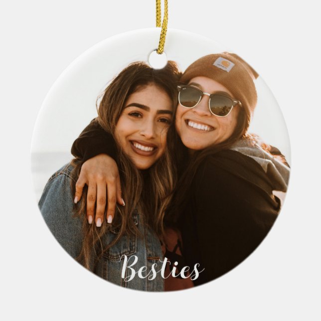 Best Friend Besties Custom Photo Ceramic Ornament (Front)