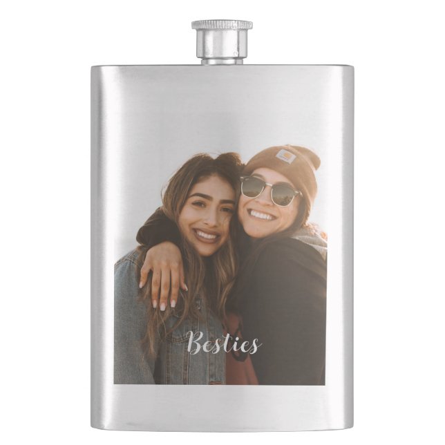 Best Friend Besties Custom Photo Flask (Front)