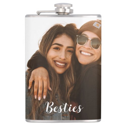Best Friend Besties Custom Photo Flask