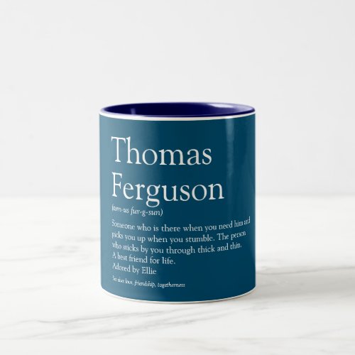 Best Friend BFF Definition Typographic Fun Blue Two_Tone Coffee Mug