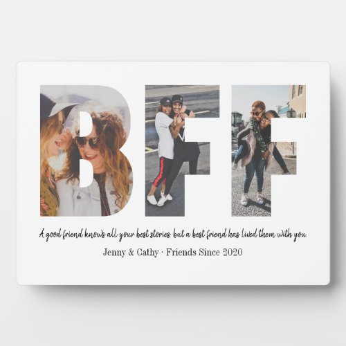 Best Friend BFF Photo Collage Besties Simple Quote Plaque
