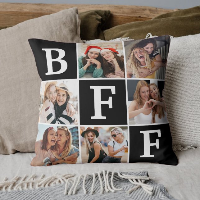 Best Friend BFF Photo Collage Friendship Gift  Throw Pillow (Creator Uploaded)