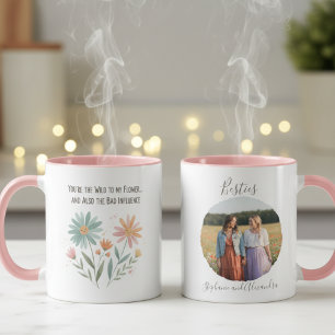 Best Friend Birthday Gift Funny Floral Besties Mug