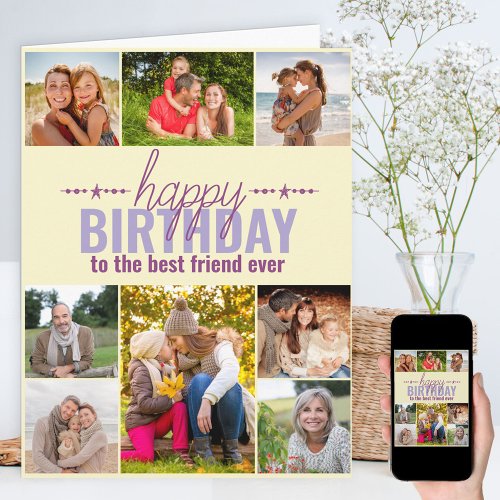 Best Friend Birthday Photo Collage Personalized Card