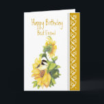 Best Friend Birthday Poem Chickadee & Sunflowers C Card<br><div class="desc">Birthday Greeting for the Friend who loves flowers and birds,  gardening,  Sunflowers,  Birds and Chickades</div>