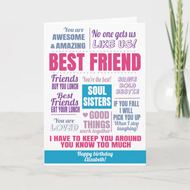 Best Friend Birthday Quote Card | Zazzle