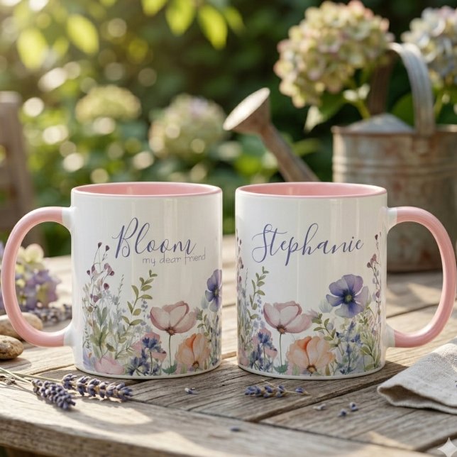 Best Friend Birthday Wildflower Botanical Mug (Best friend birthday wildflower design — a beautiful nature-inspired gift idea for her.)