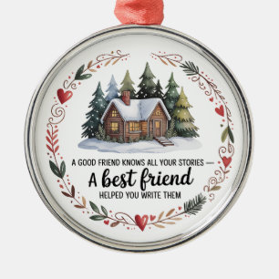 Best Friend Christmas Ornament   Snowy Tree Design