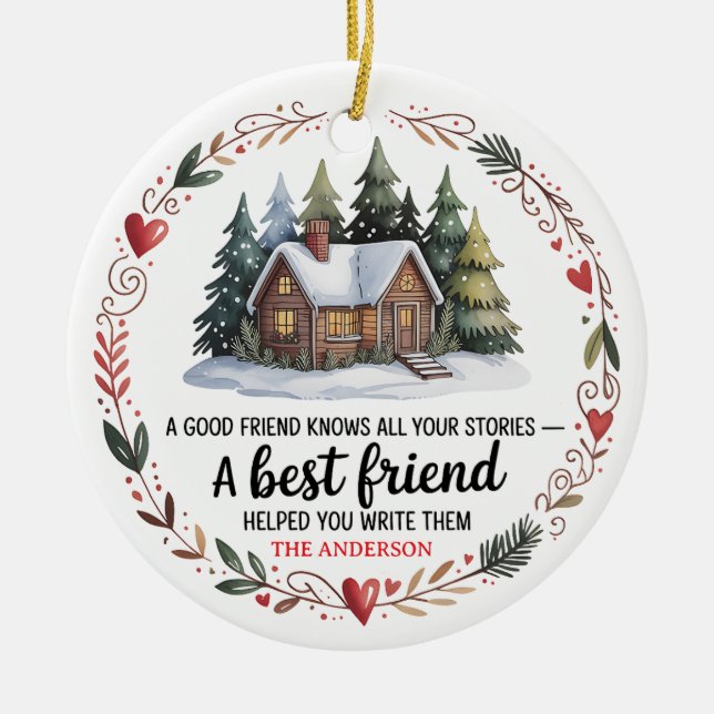 Best Friend Christmas | Personalized Holiday Ceramic Ornament (Front)