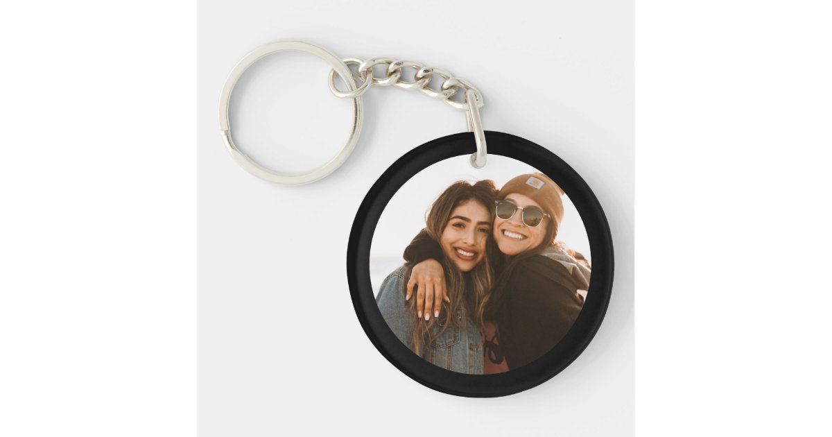 Best Friend Custom Photo Create your own Black Keychain | Zazzle
