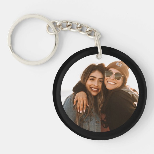 Best Friend Custom Photo Create your own Black Keychain (Front)