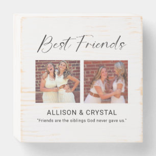 Best Friend Custom Photo Friendship Quote Wooden Box Sign