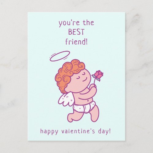 Best Friend _ Cute Cupid Classroom Valentine Postc Postcard