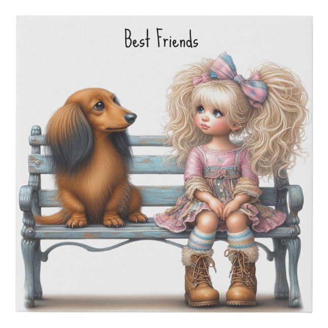 Best Friend Dachshund Faux Canvas Print (Front)