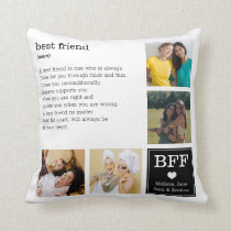 Best Friend Definition Cute 10 photos Collage Throw Pillow