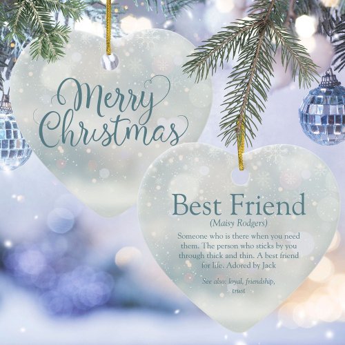 Best Friend Definition Merry Christmas Ceramic Ornament