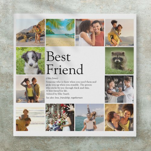 Best Friend Definition Photo Collage Faux Canvas Print