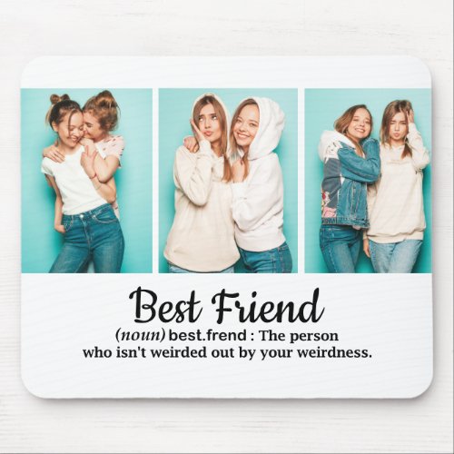 Best Friend Dictionary Typography Three Photo Mouse Pad