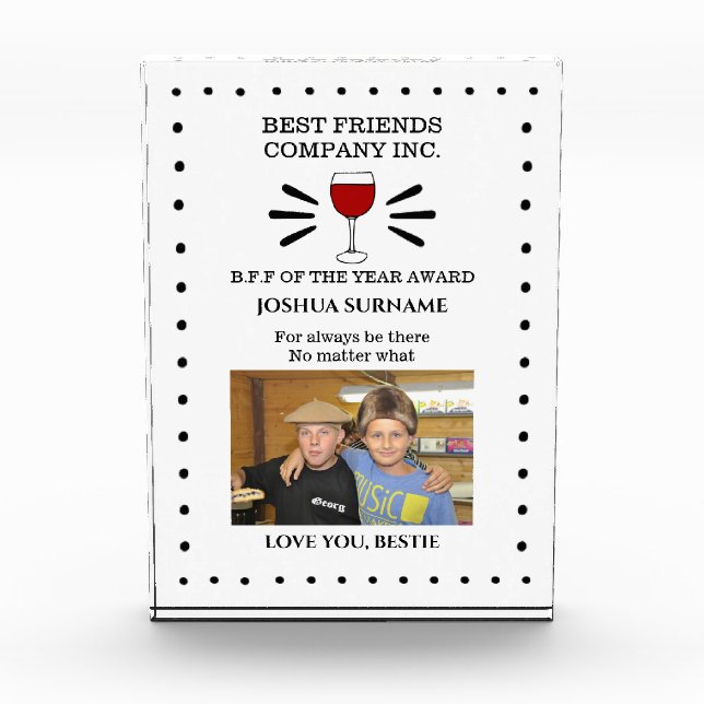 Best friend DIY award photo doodle wine glass (Front)