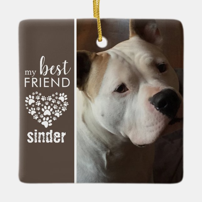 Best Friend Dog Pet Photo Personalized Ceramic Ornament (Front)