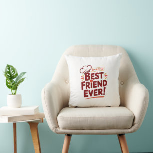 Best Friend Ever Approved Text Design Throw Pillow