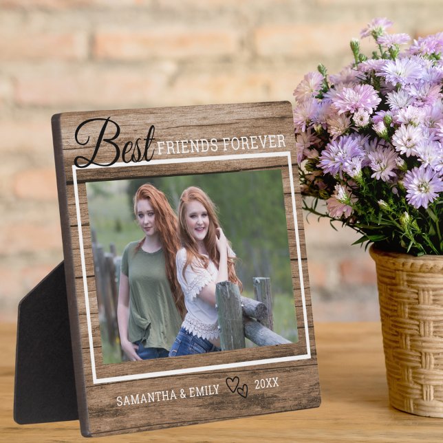 Best Friend Ever Custom Photo Rustic Wood Plaque (Creator Uploaded)