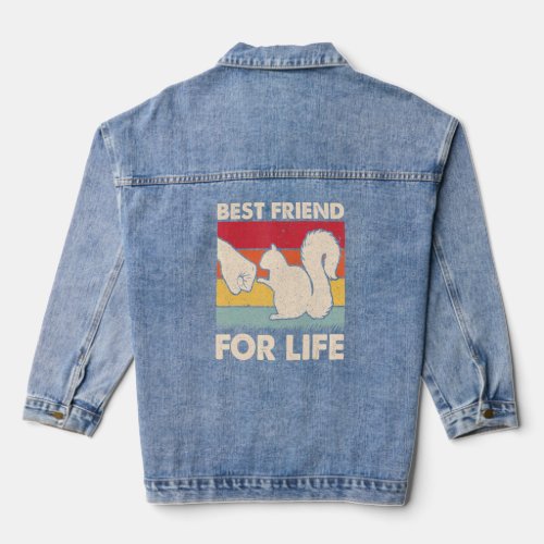 Best Friend For Life Retro Vintage Squirrel   Fist Denim Jacket