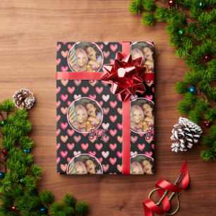 Best friend forever BFF hearts, add photo black Wrapping Paper