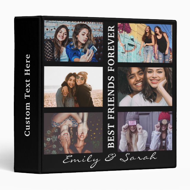Best Friend Forever Custom 6 Photo collage & Name 3 Ring Binder (Front/Spine)