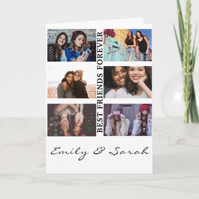 Best Friend Forever Custom 6 Photo collage & Name Card (Front)