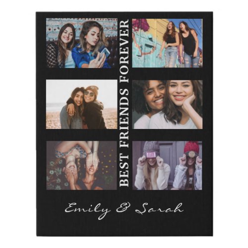 Best Friend Forever Custom 6 Photo collage  Name Faux Canvas Print