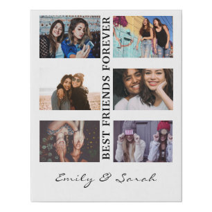 Best Friend Forever Custom 6 Photo collage & Name Faux Canvas Print