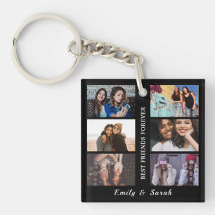 Best Friend Forever Custom 6 Photo collage & Name  Keychain