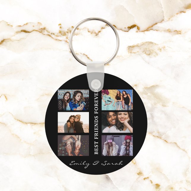 Best Friend Forever Custom 6 Photo collage & Name Keychain (Creator Uploaded)