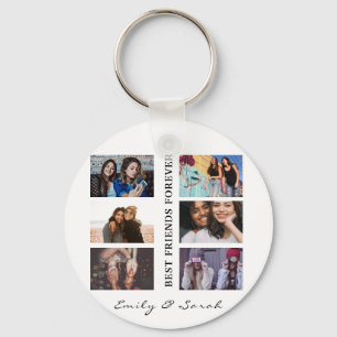 Best Friend Forever Custom 6 Photo collage & Name  Keychain