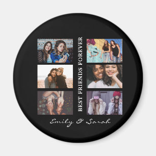 Best Friend Forever Custom 6 Photo collage & Name Magnet