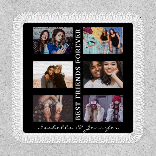 Best Friend Forever Custom 6 Photo collage & Name  Patch (Front)