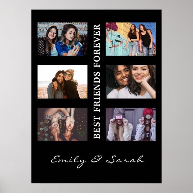 Best Friend Forever Custom 6 Photo collage & Name Poster (Front)
