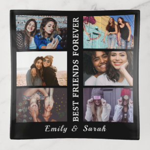 Best Friend Forever Custom 6 Photo collage & Name Trinket Tray