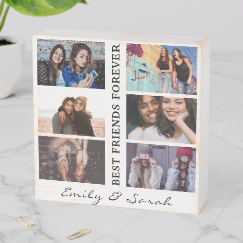 Best Friend Forever Custom 6 Photo collage  Name Wooden Box Sign