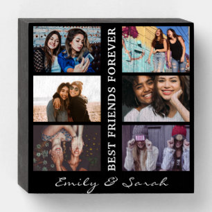 Best Friend Forever Custom 6 Photo collage & Name Wooden Box Sign