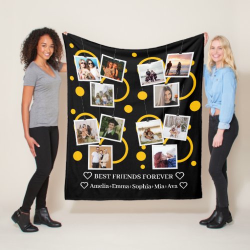 Best Friend Forever personalized 12 Photo  Names Fleece Blanket