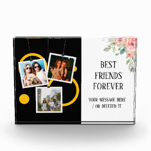 Best Friend Forever, personalized 3 Photo Collage Block