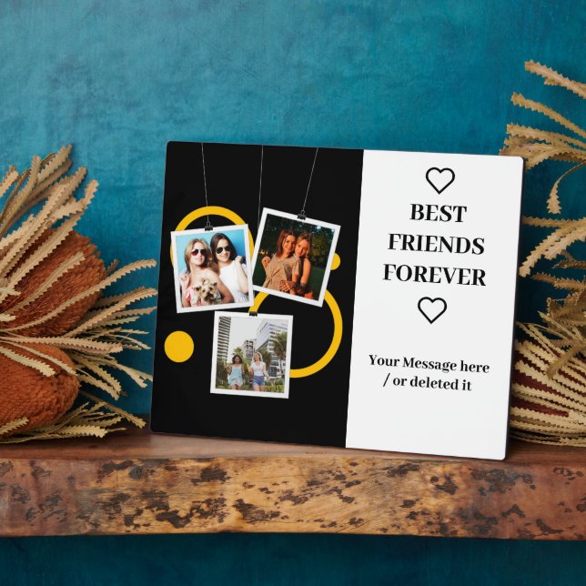 Best Friend Forever, personalized 3 Photo Collage Plaque (Side)