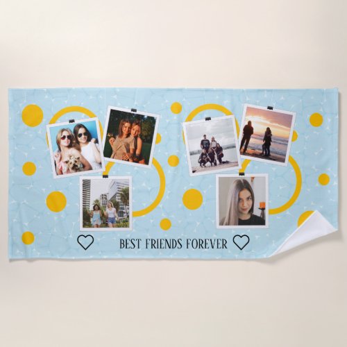 Best Friend Forever personalized 6 Photo Collage  Beach Towel