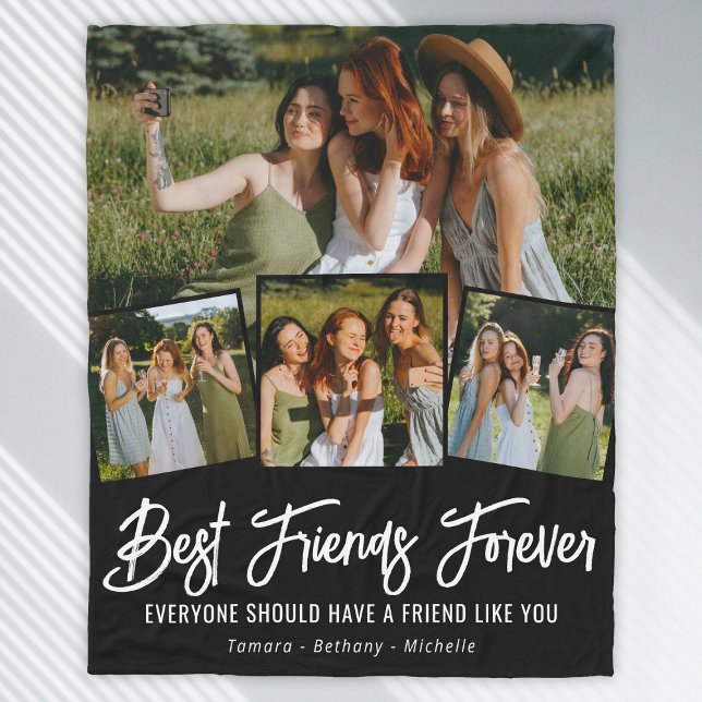 Best Friend Forever Photo Collage Fleece Blanket (Creator Uploaded)