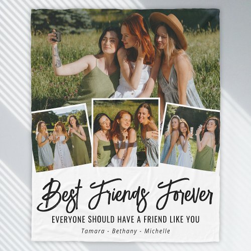 Best Friend Forever Photo Collage Fleece Blanket
