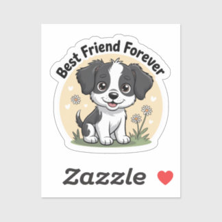 Best Friend Forever Puppy Sticker | Cute Fun