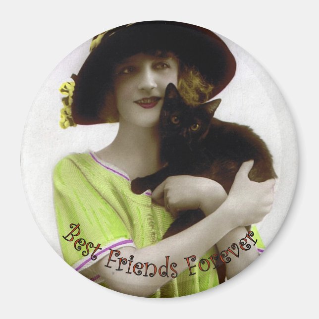 Best Friend Forever Woman & Cat Magnet (Front)
